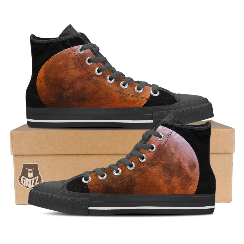 Eclipse Total Lunar Print Black High Top Shoes-grizzshop