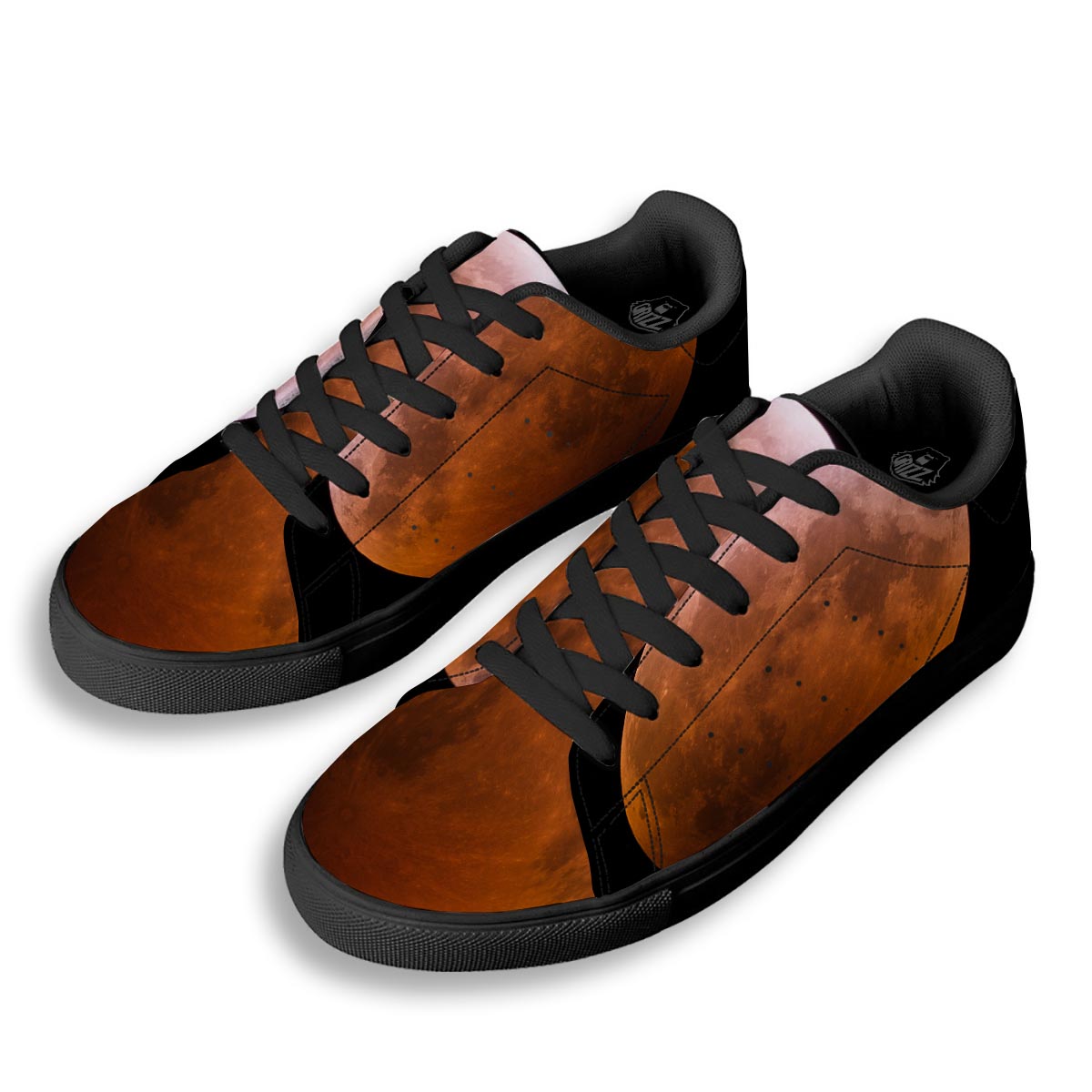 Eclipse Total Lunar Print Black Low Top Sneakers-grizzshop