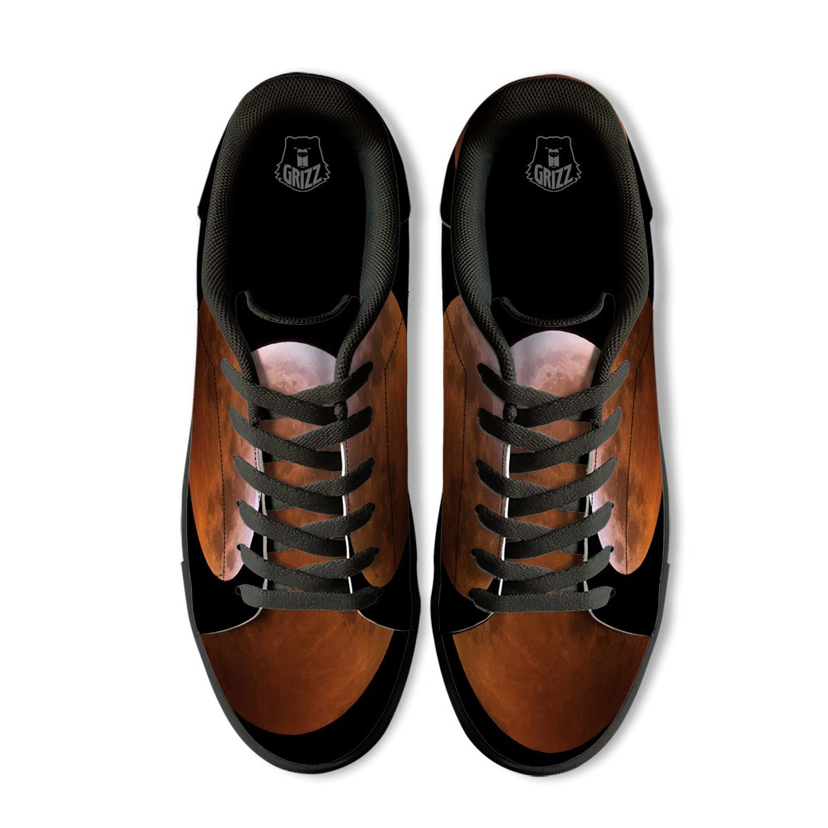 Eclipse Total Lunar Print Black Low Top Sneakers-grizzshop