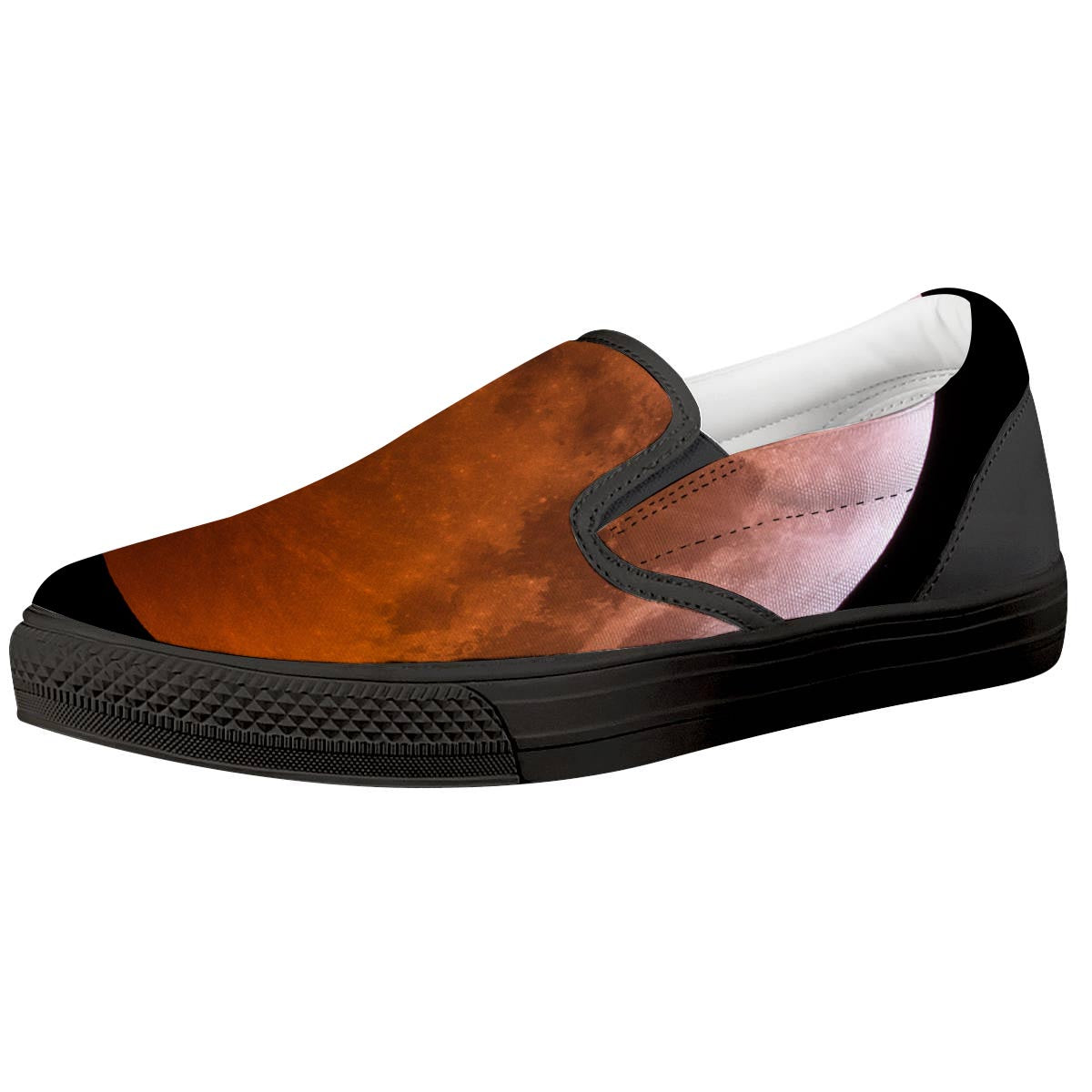 Eclipse Total Lunar Print Black Slip On Shoes-grizzshop