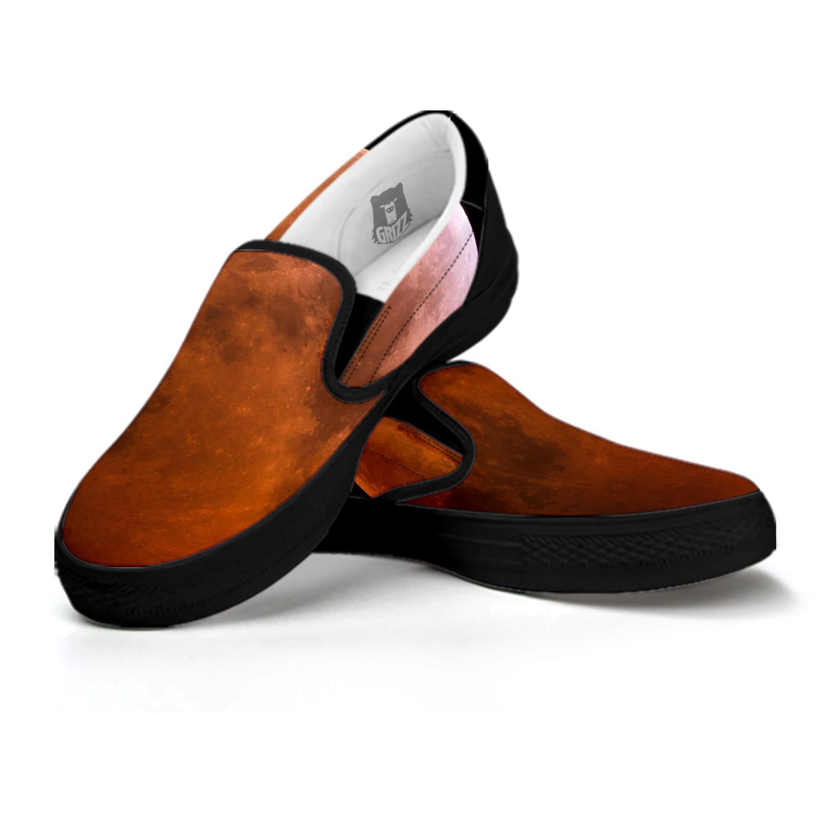 Eclipse Total Lunar Print Black Slip On Shoes-grizzshop