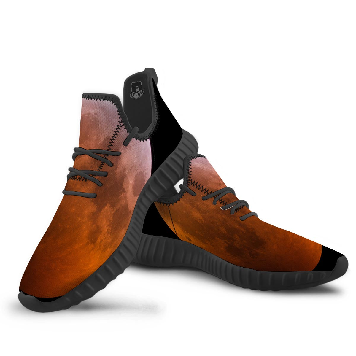 Eclipse Total Lunar Print Black Walking Shoes-grizzshop