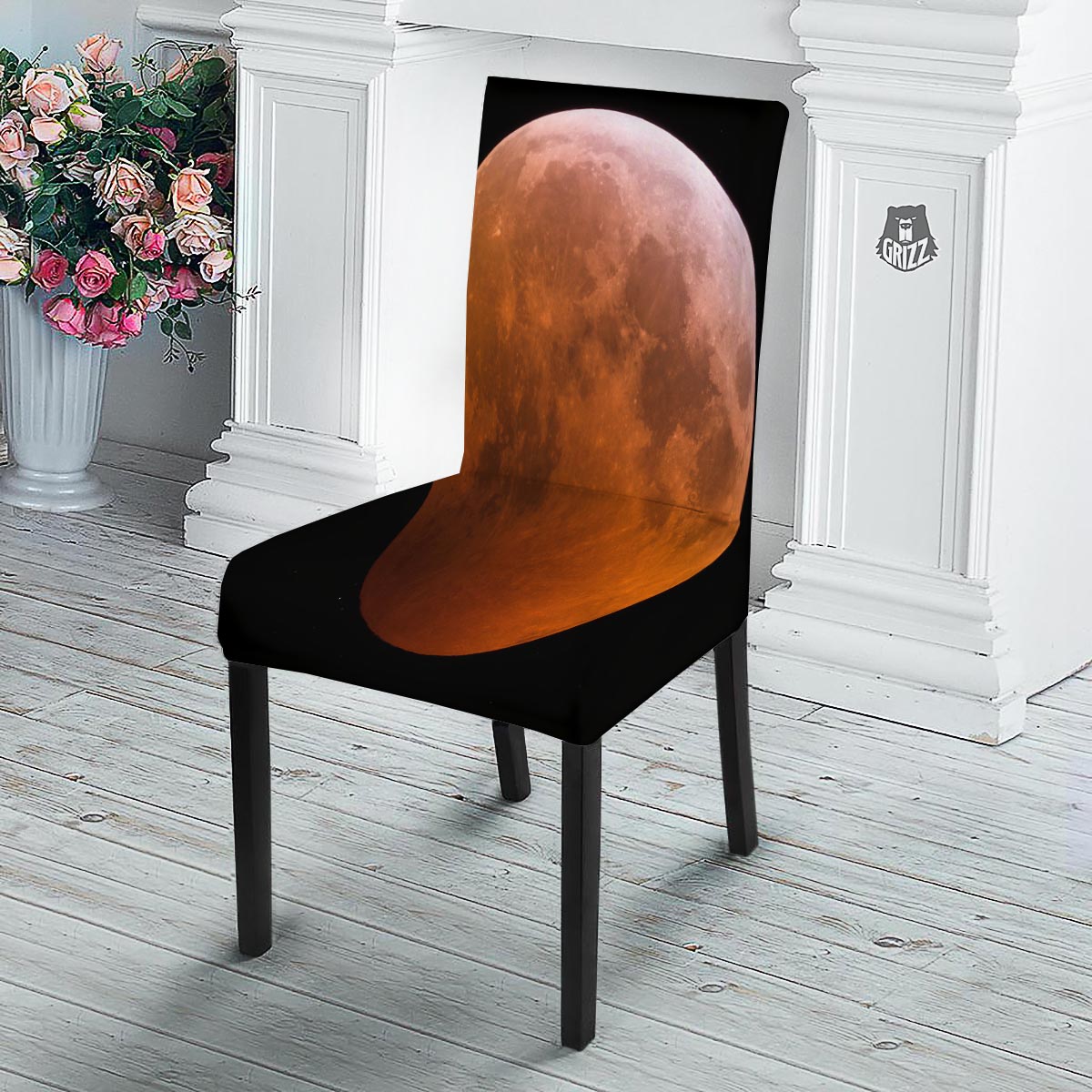 Eclipse Total Lunar Print Dining Chair Slipcover-grizzshop