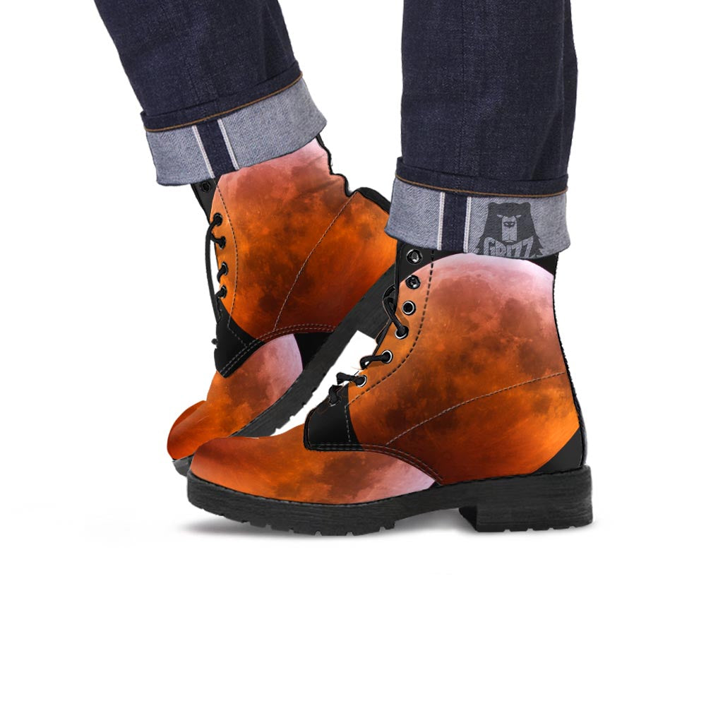 Eclipse Total Lunar Print Leather Boots-grizzshop