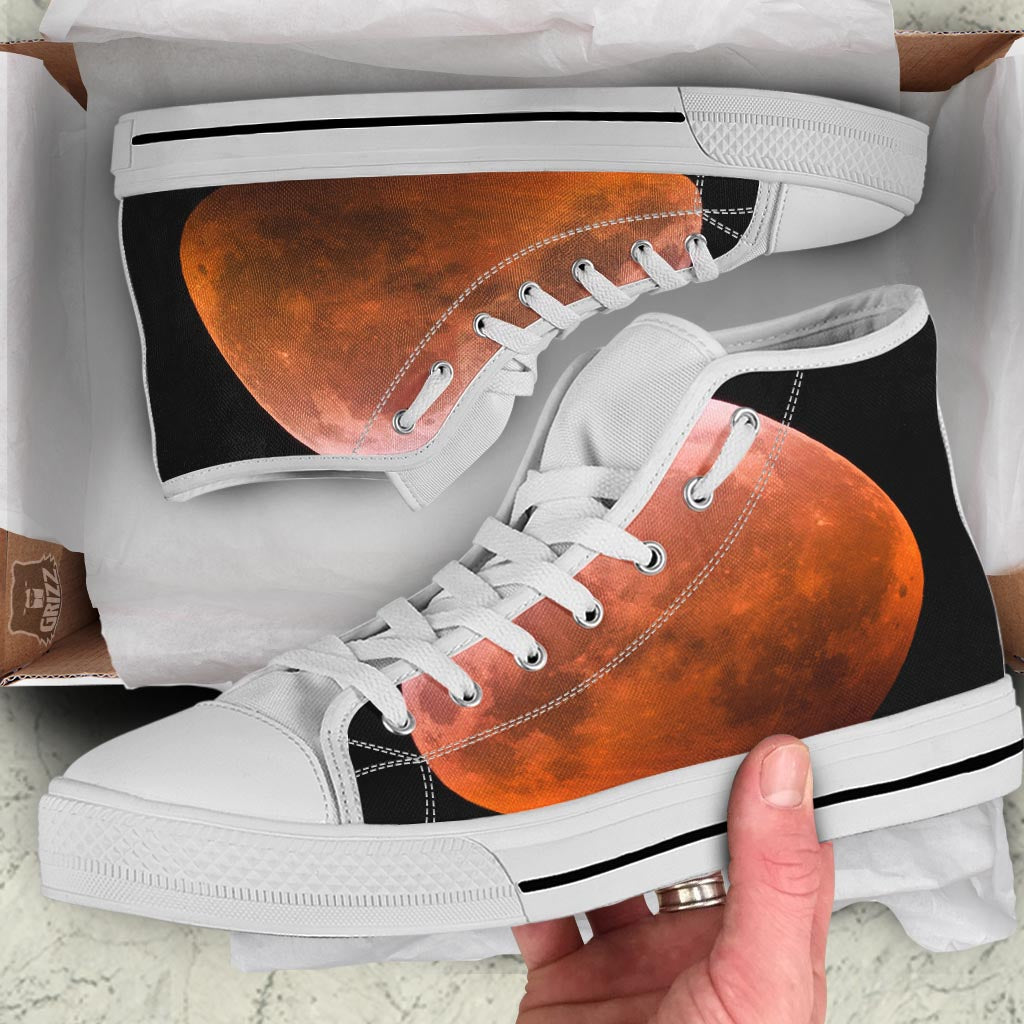 Eclipse Total Lunar Print White High Top Shoes-grizzshop