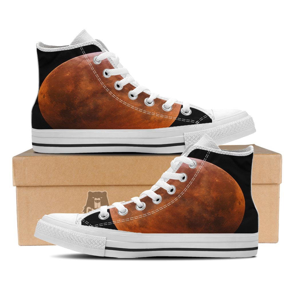 Eclipse Total Lunar Print White High Top Shoes-grizzshop