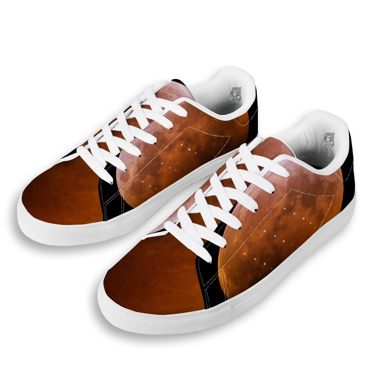 Eclipse Total Lunar Print White Low Top Sneakers-grizzshop