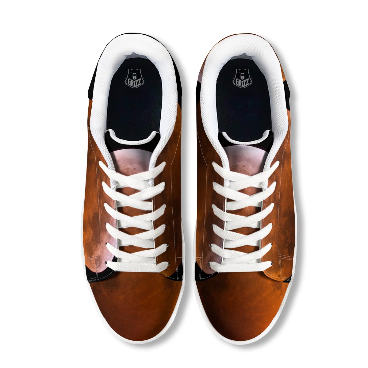 Eclipse Total Lunar Print White Low Top Sneakers-grizzshop