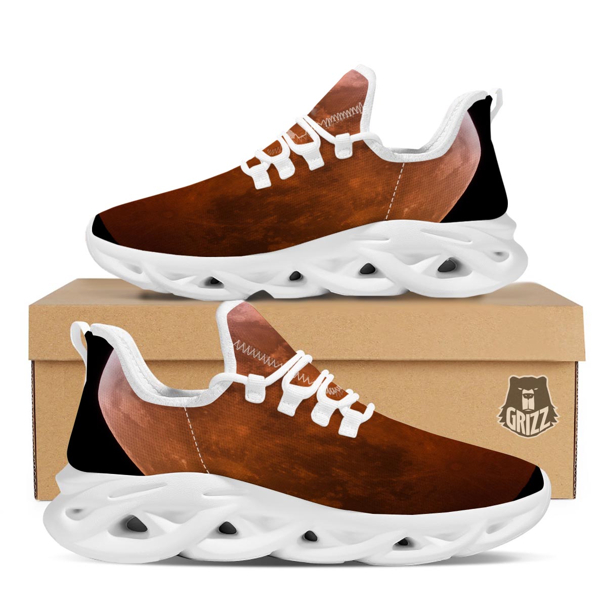 Eclipse Total Lunar Print White Running Shoes-grizzshop