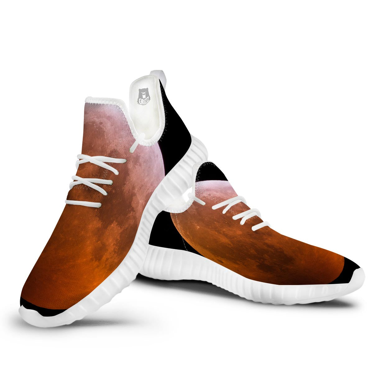 Eclipse Total Lunar Print White Walking Shoes-grizzshop
