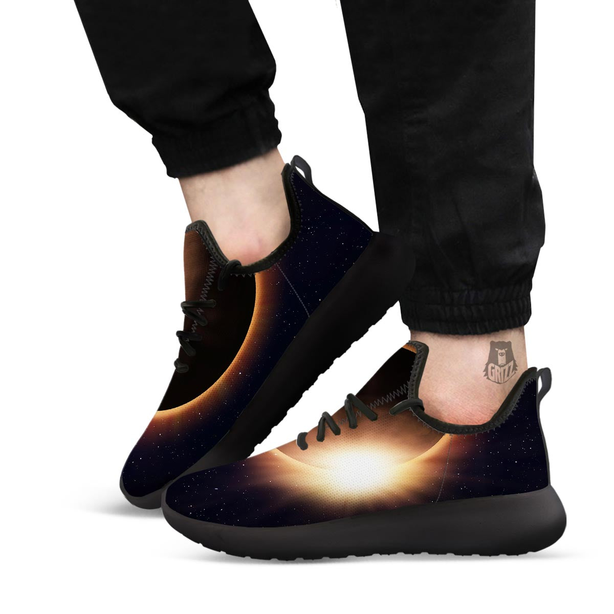 Eclipse Total Solar Print Black Athletic Shoes-grizzshop