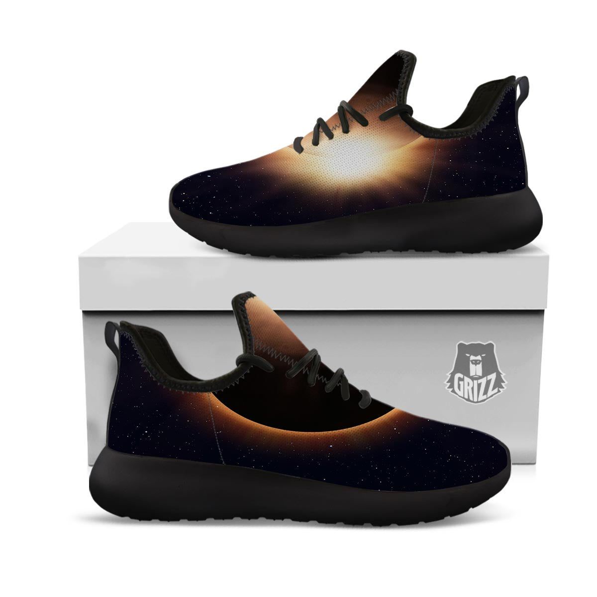 Eclipse Total Solar Print Black Athletic Shoes-grizzshop