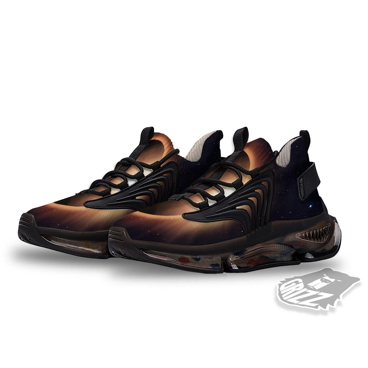 Eclipse Total Solar Print Black Gym Shoes-grizzshop