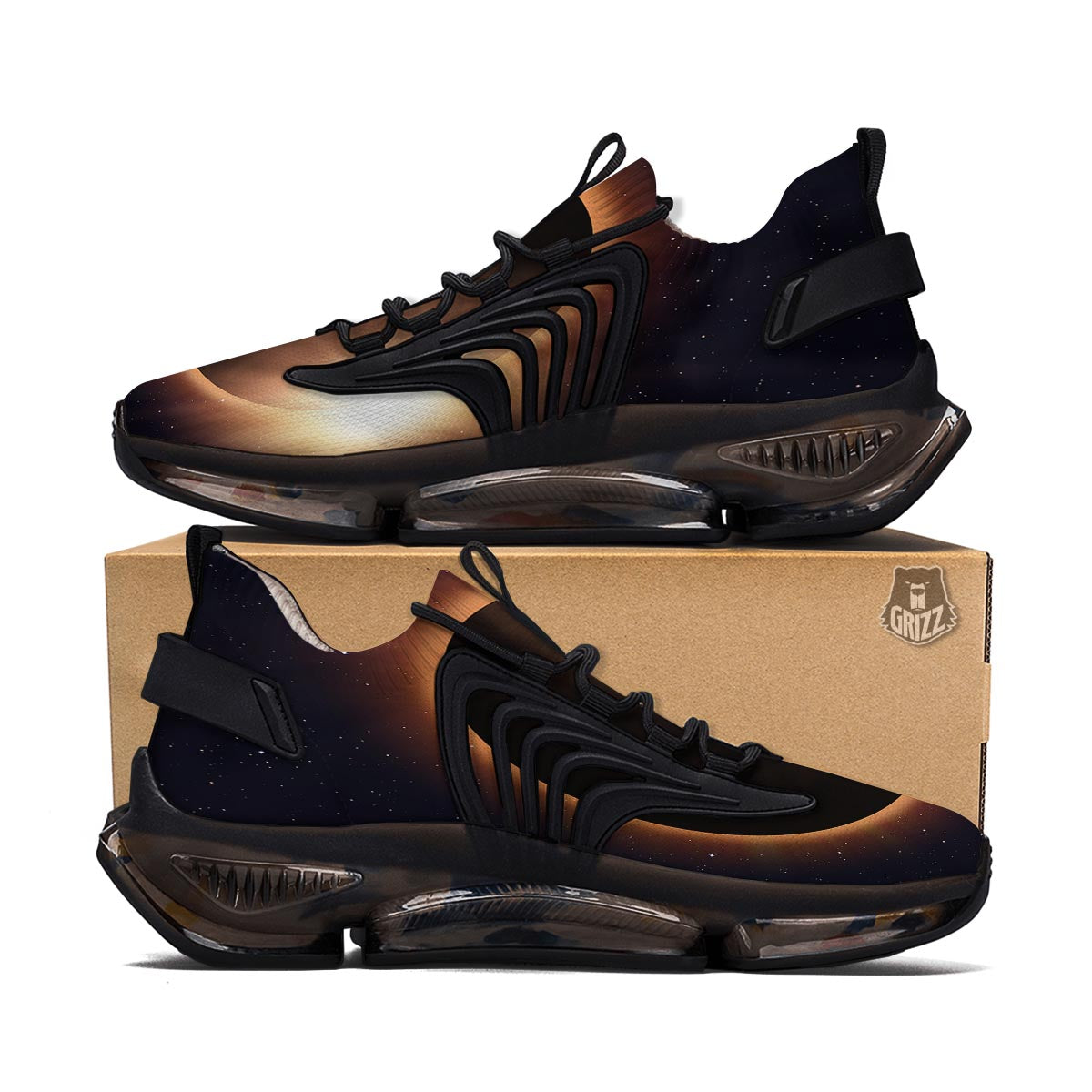 Eclipse Total Solar Print Black Gym Shoes-grizzshop
