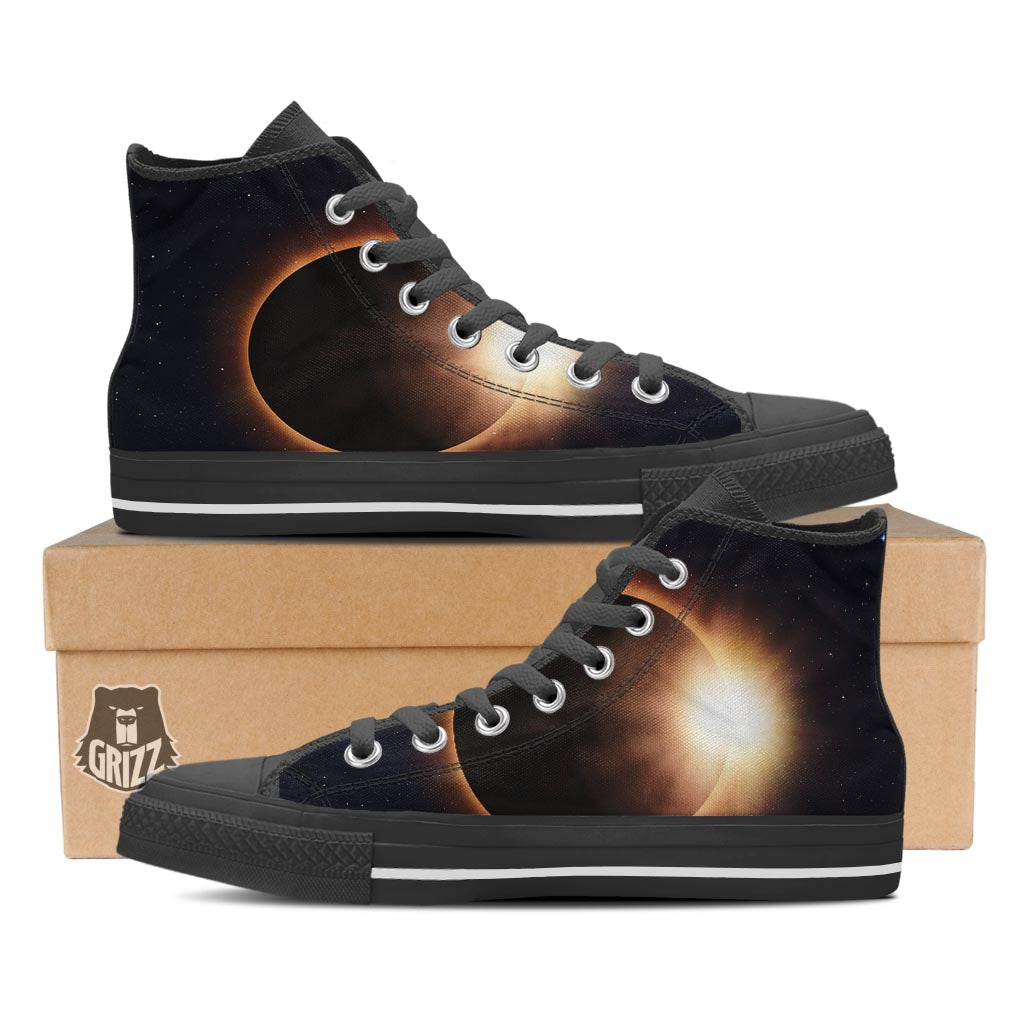 Eclipse Total Solar Print Black High Top Shoes-grizzshop