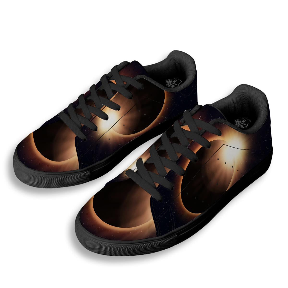 Eclipse Total Solar Print Black Low Top Sneakers-grizzshop