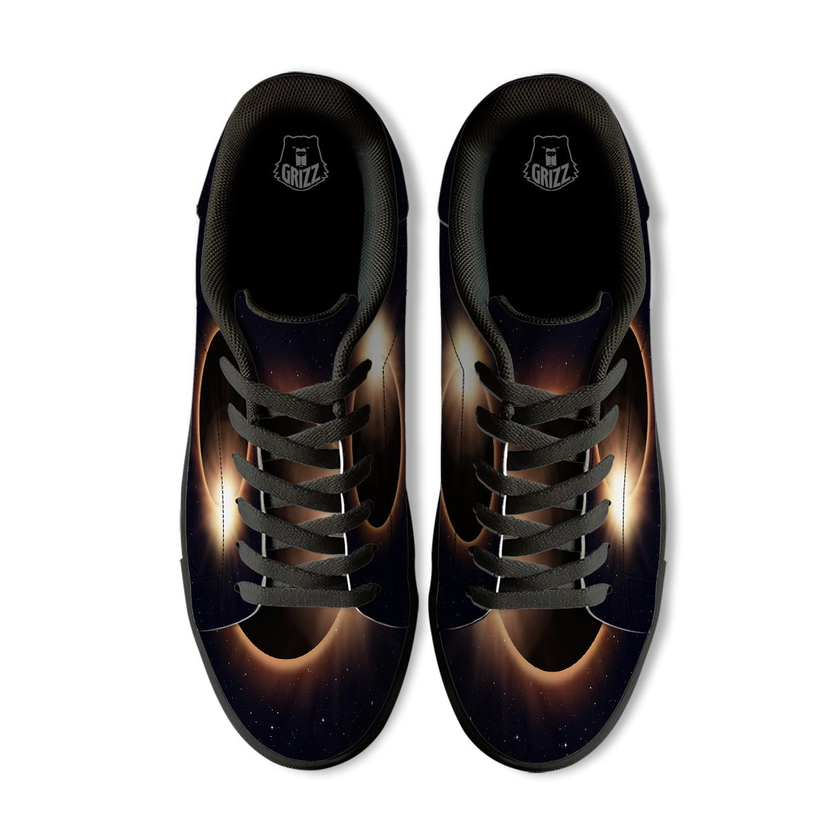 Eclipse Total Solar Print Black Low Top Sneakers-grizzshop