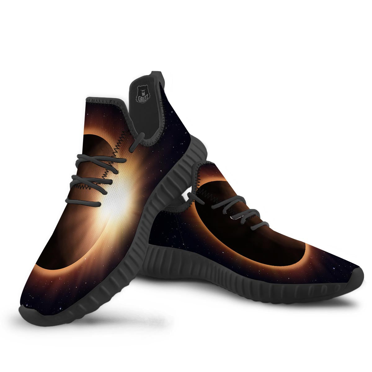 Eclipse Total Solar Print Black Walking Shoes-grizzshop