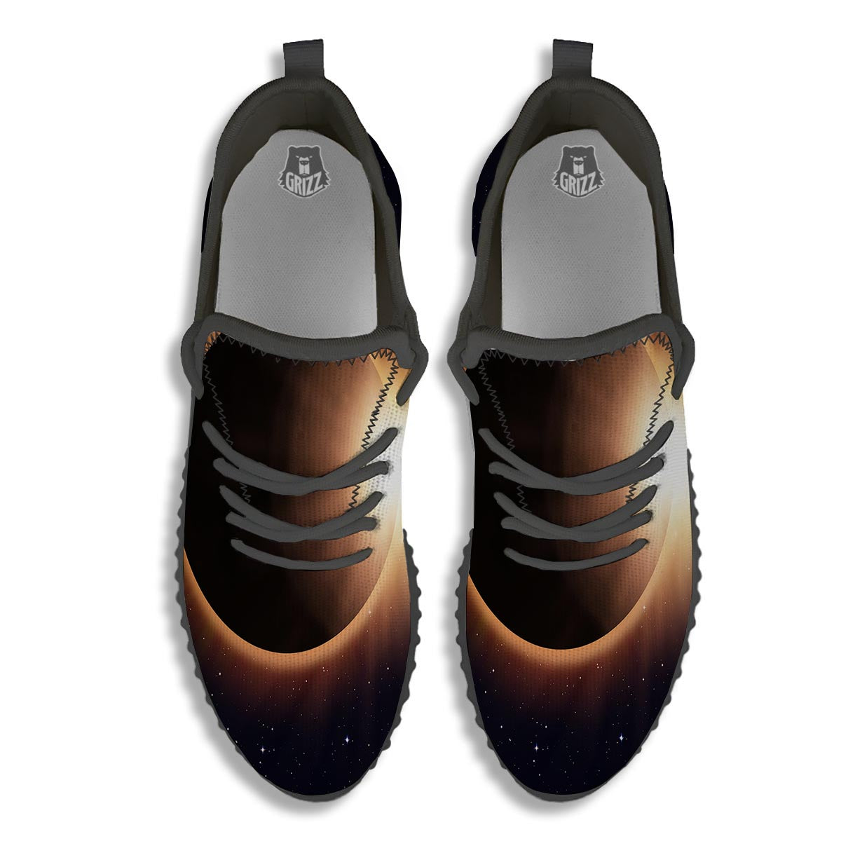 Eclipse Total Solar Print Black Walking Shoes-grizzshop