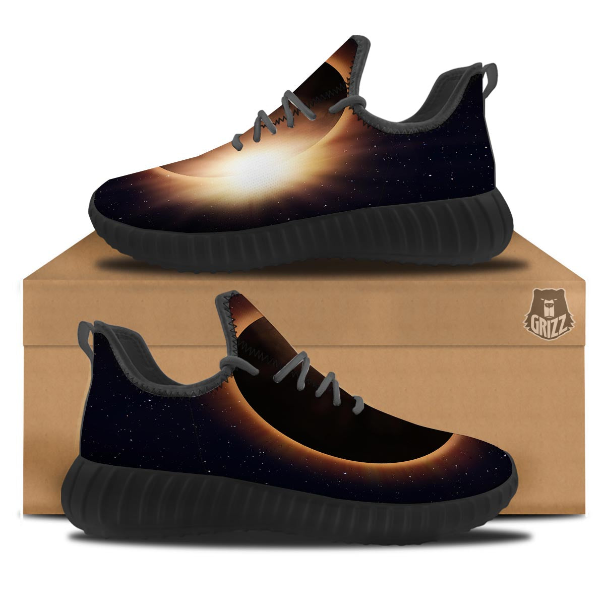 Eclipse Total Solar Print Black Walking Shoes-grizzshop