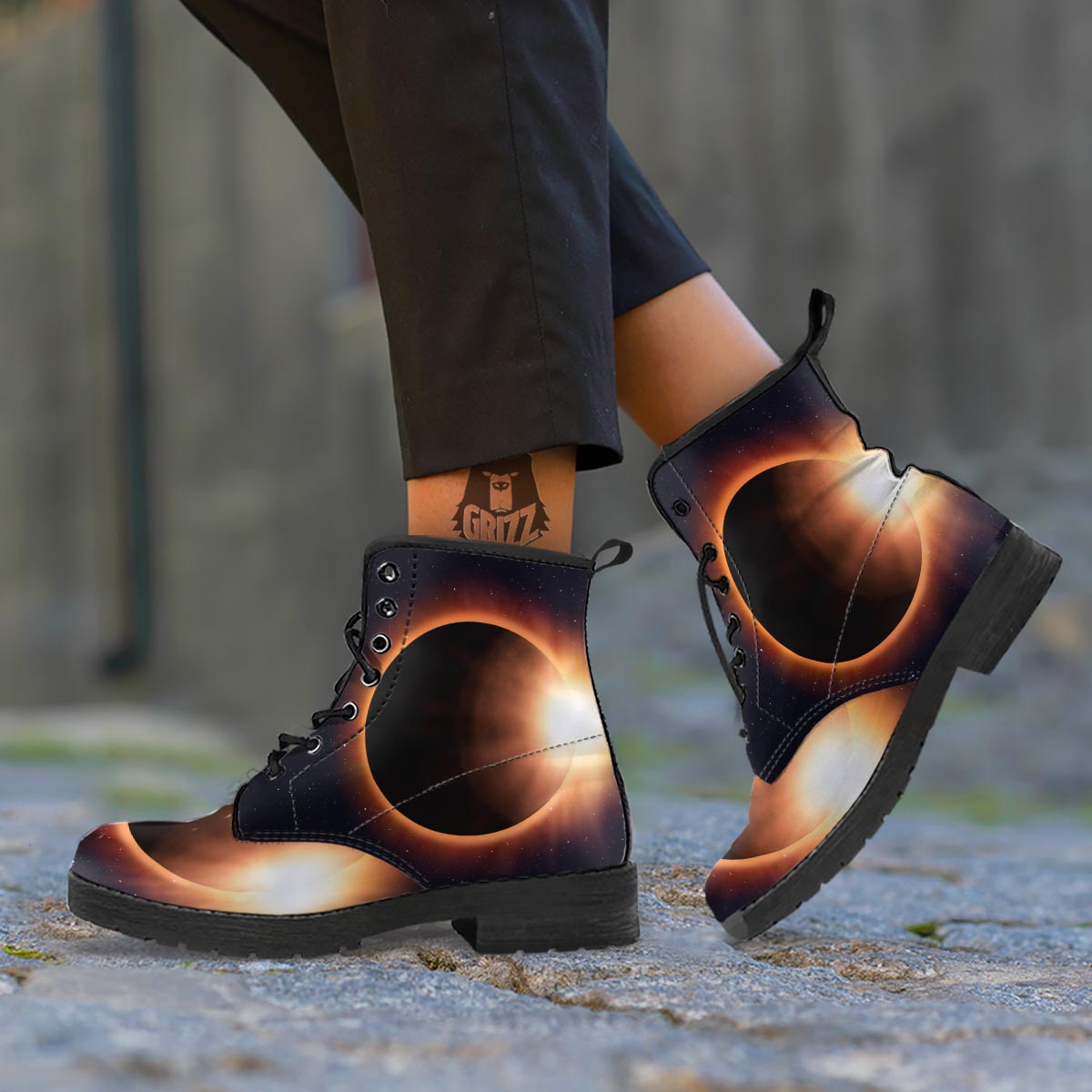 Eclipse Total Solar Print Leather Boots-grizzshop