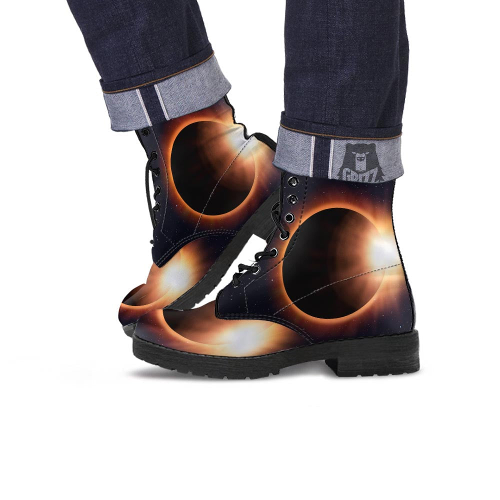 Eclipse Total Solar Print Leather Boots-grizzshop