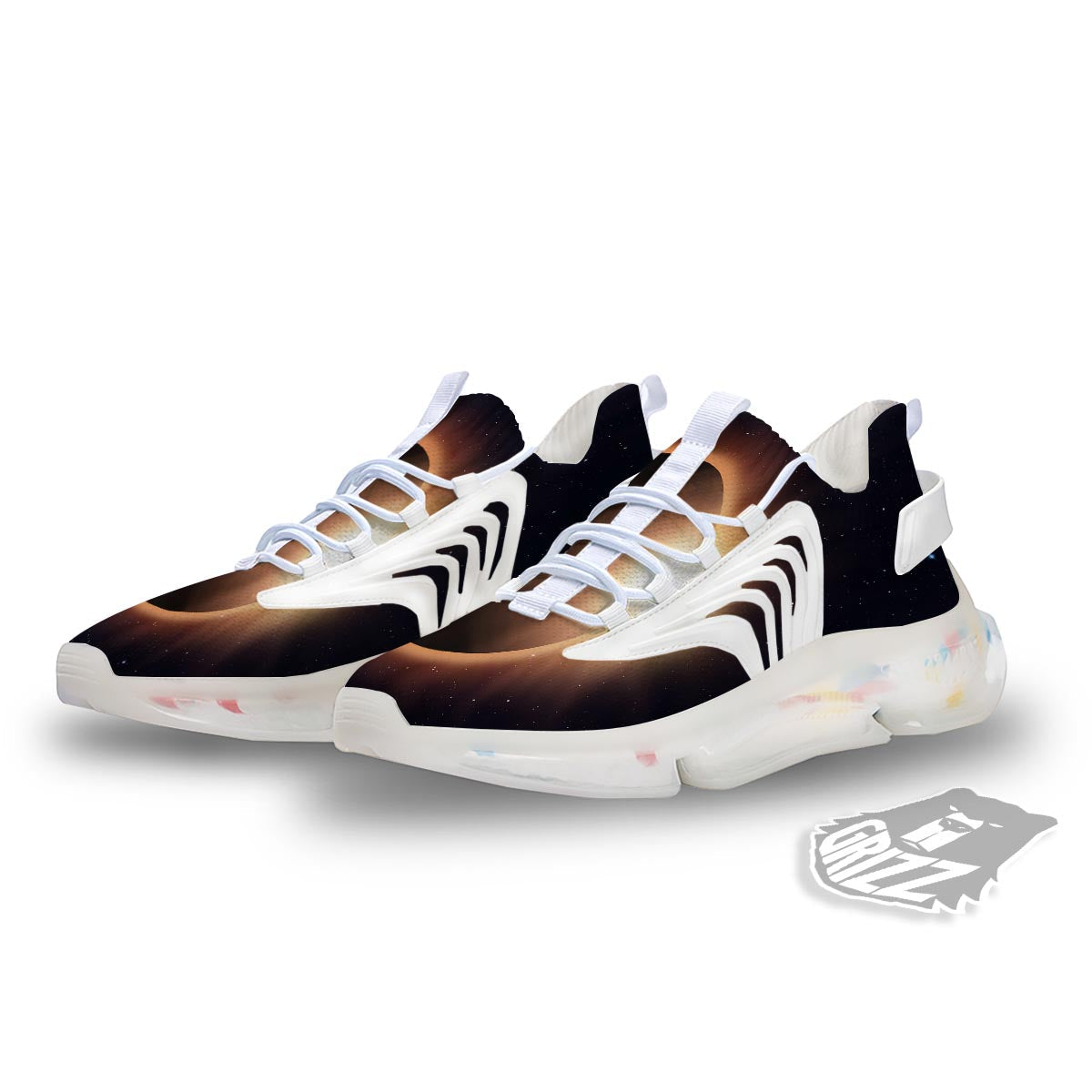 Eclipse Total Solar Print White Gym Shoes-grizzshop