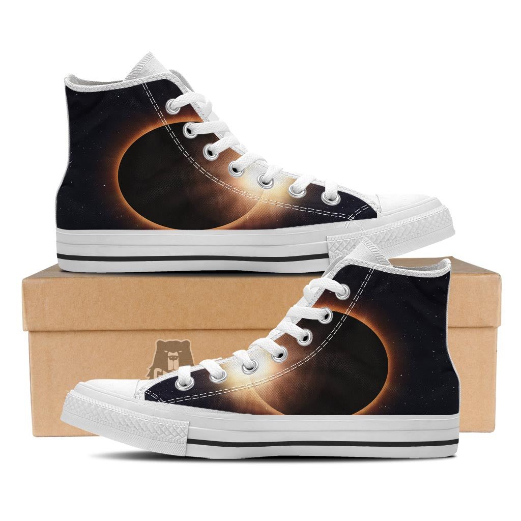 Eclipse Total Solar Print White High Top Shoes-grizzshop