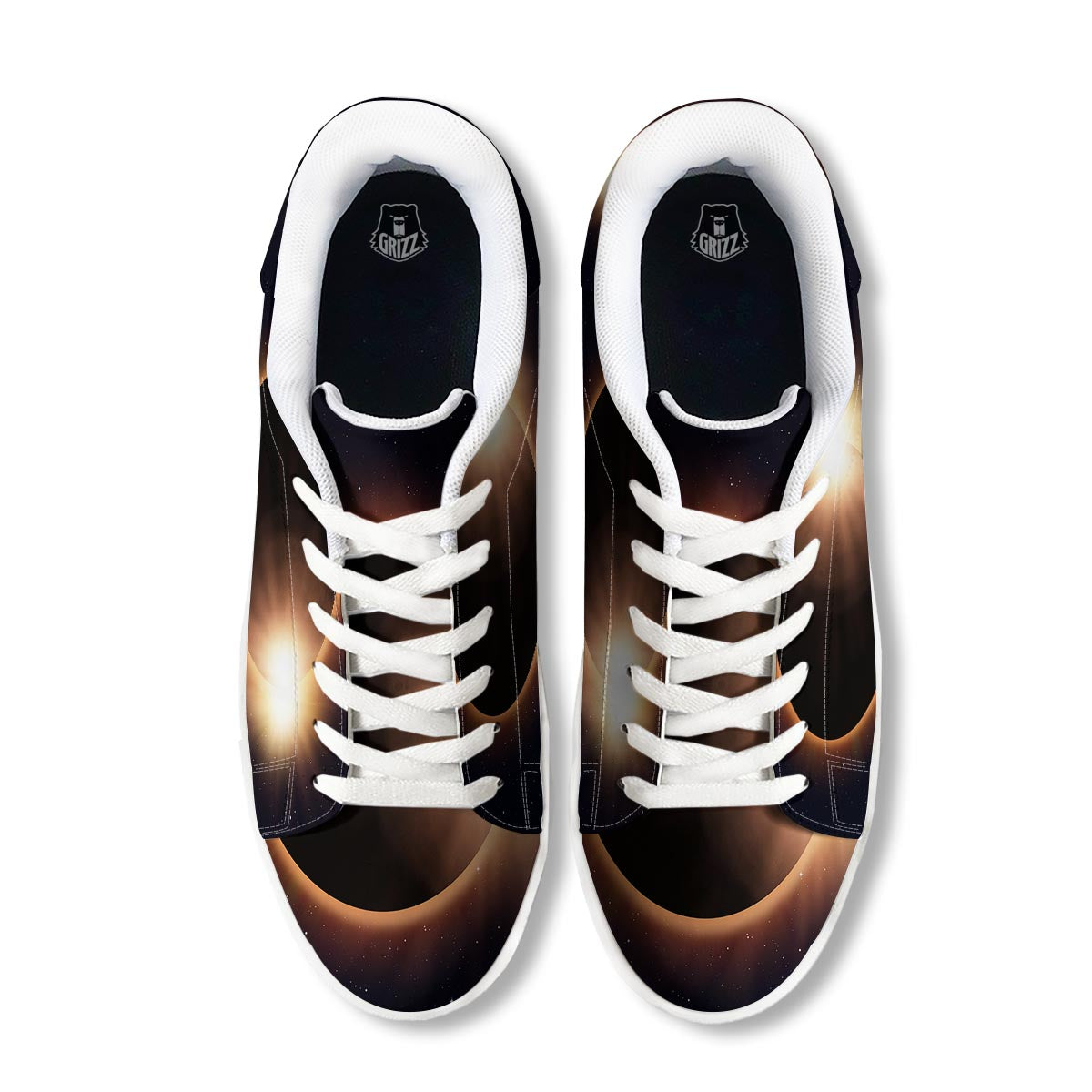 Eclipse Total Solar Print White Low Top Sneakers-grizzshop