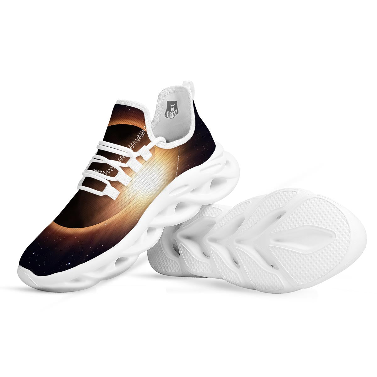 Eclipse Total Solar Print White Running Shoes-grizzshop