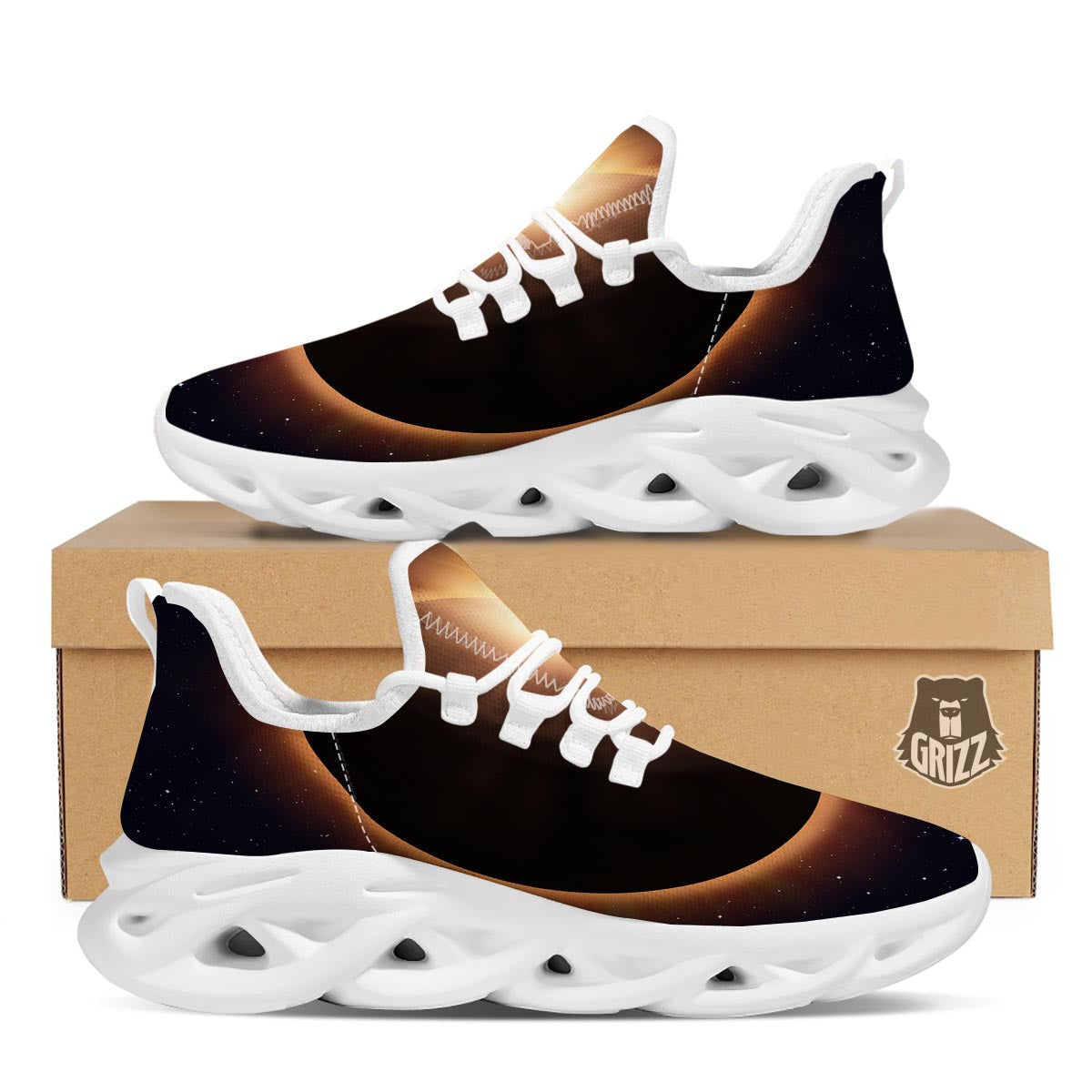 Eclipse Total Solar Print White Running Shoes-grizzshop