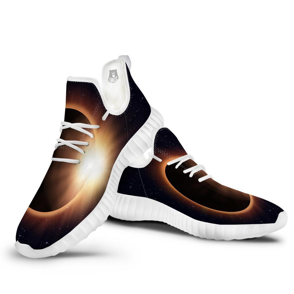 Eclipse Total Solar Print White Walking Shoes-grizzshop
