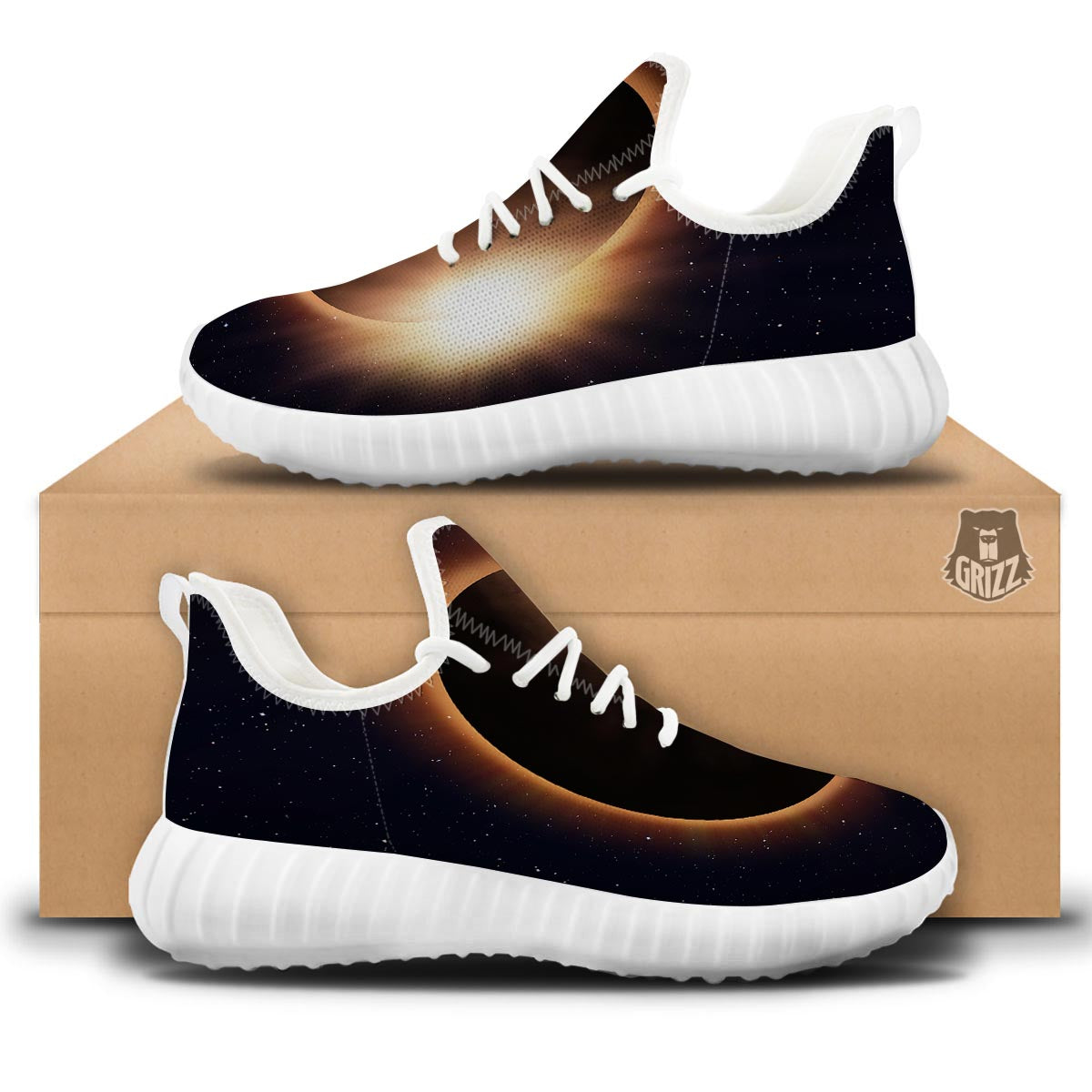 Eclipse Total Solar Print White Walking Shoes-grizzshop