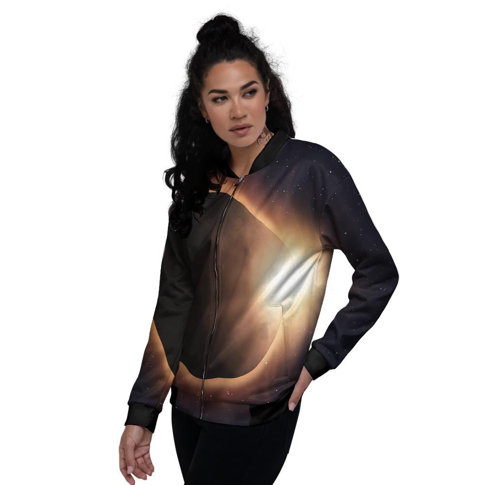 Eclipse Total Solar Print Women's Bomber Jacket-grizzshop
