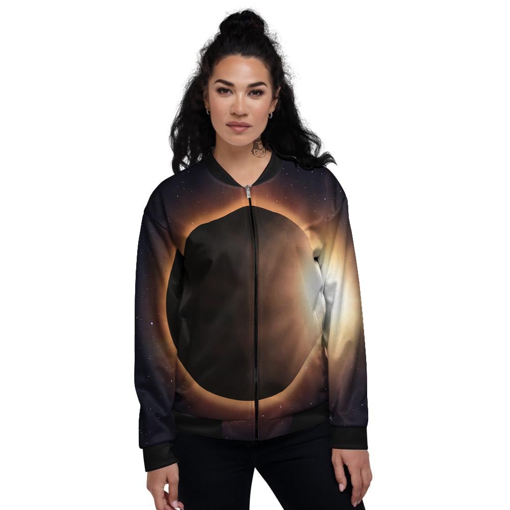 Eclipse Total Solar Print Women's Bomber Jacket-grizzshop