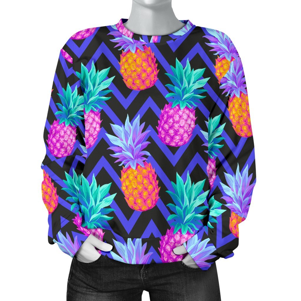 Edm Purple Pineapple Print Sweatshirt-grizzshop