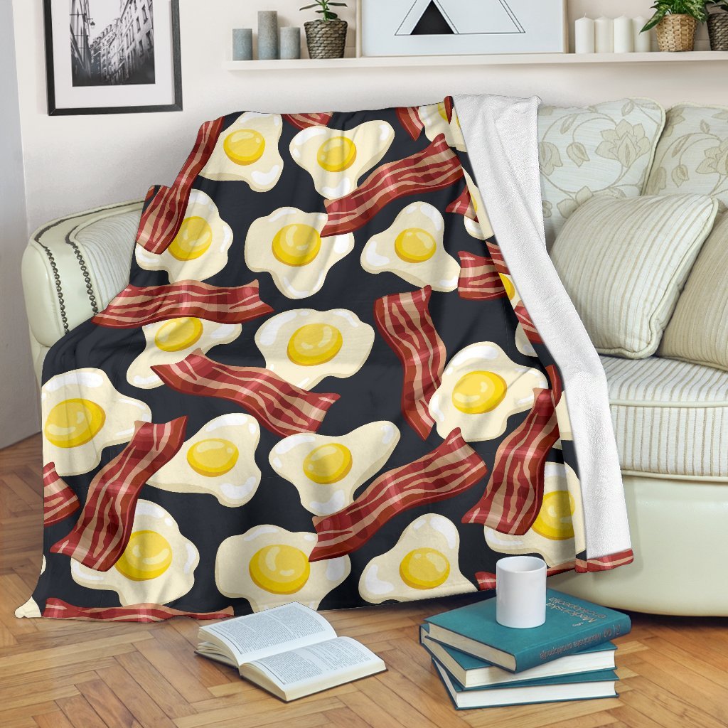 Egg Bacon Pattern Print Blanket-grizzshop