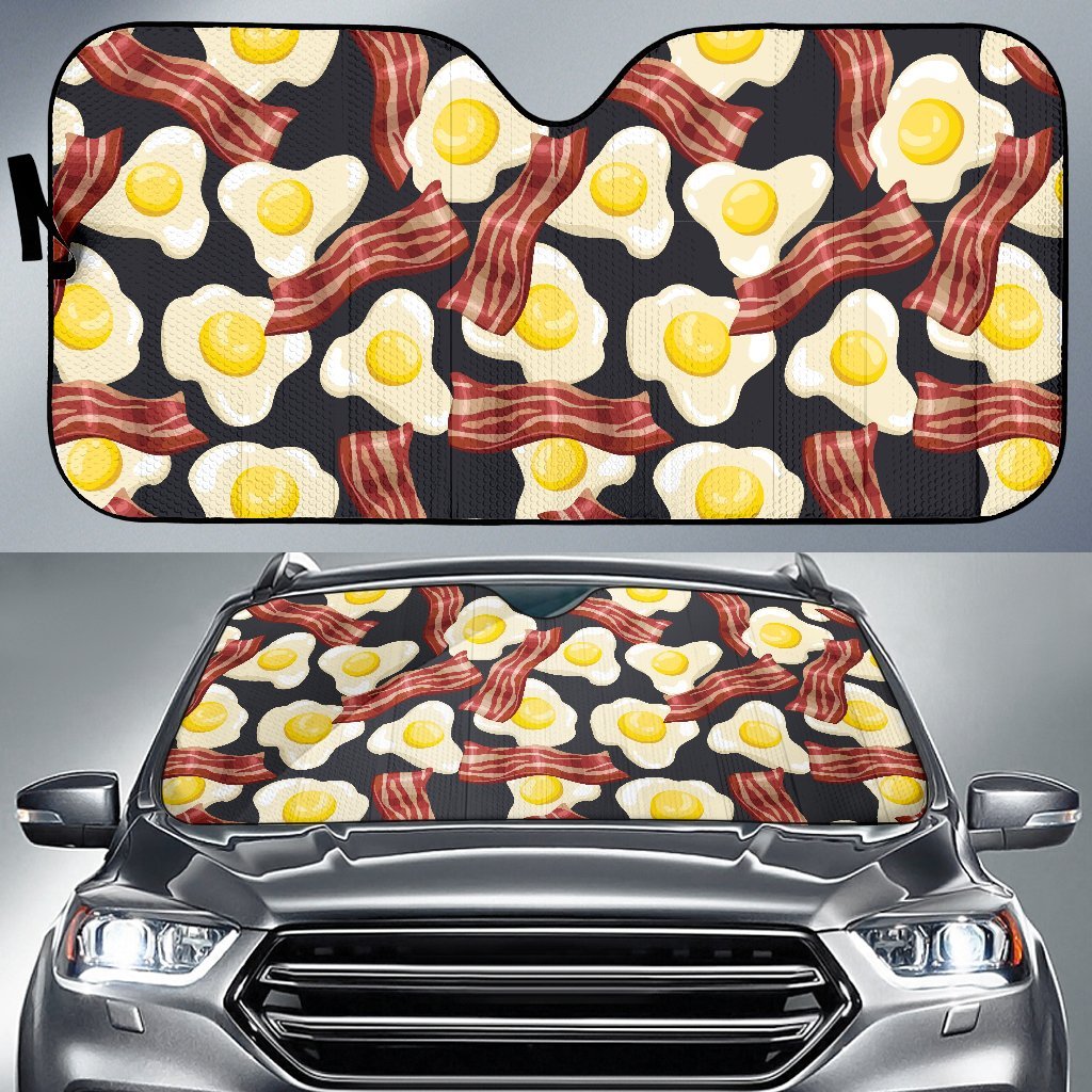 Egg Bacon Pattern Print Car Sun Shade-grizzshop