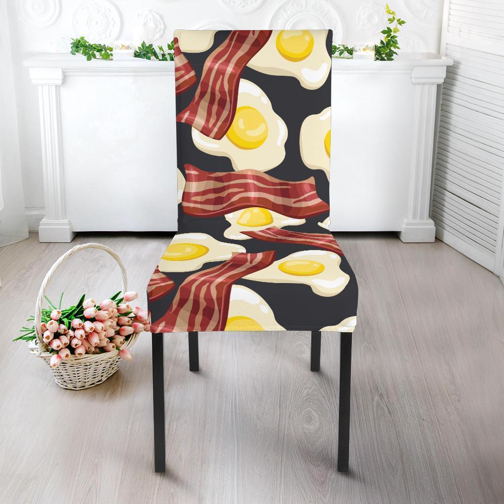 Egg Bacon Pattern Print Chair Cover-grizzshop