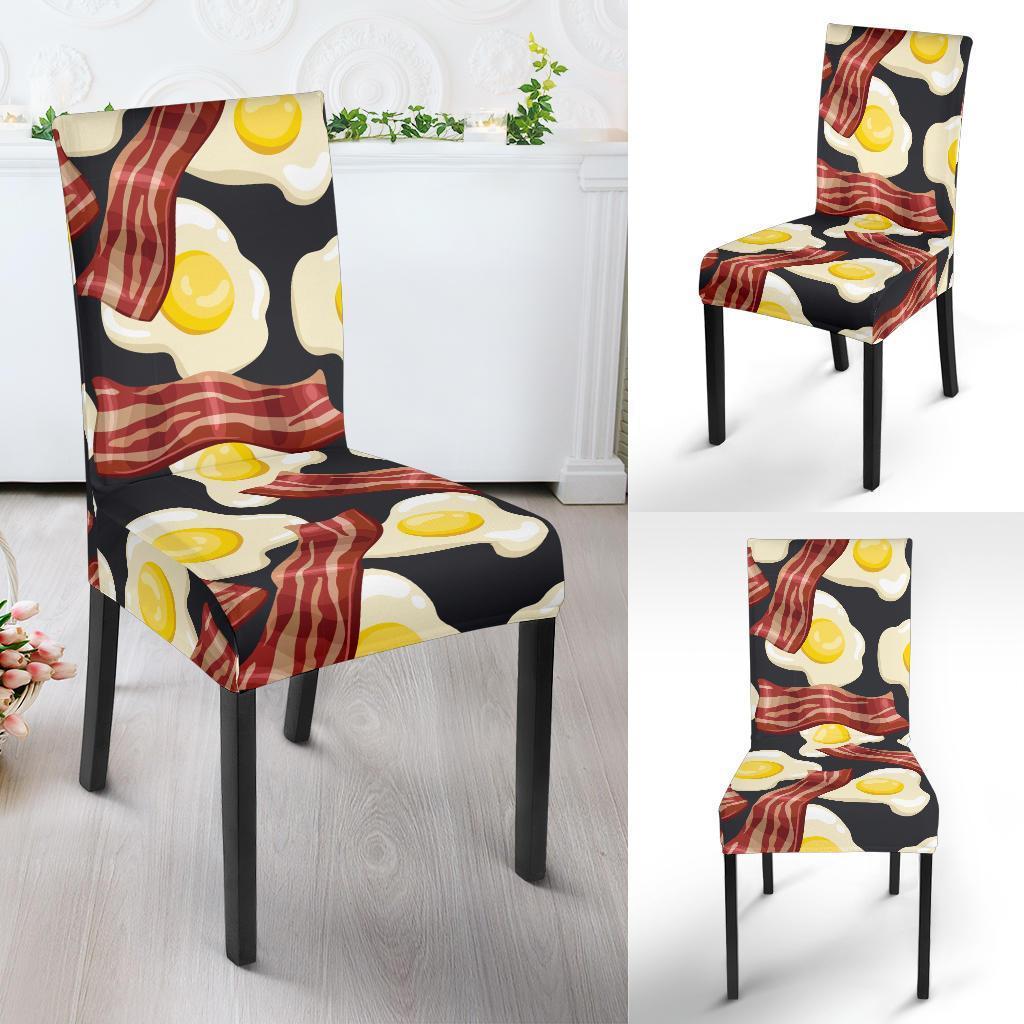 Egg Bacon Pattern Print Chair Cover-grizzshop