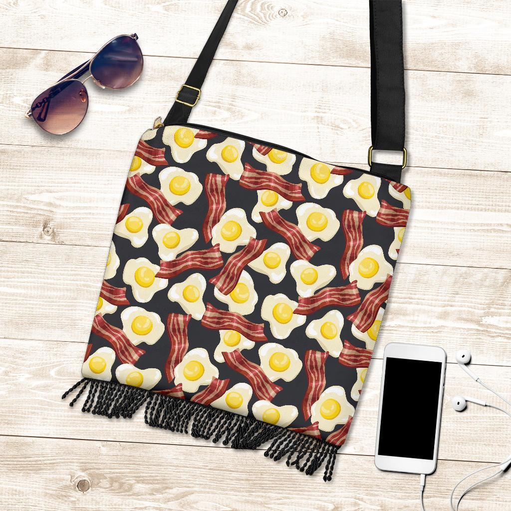 Egg Bacon Pattern Print Crossbody Bags-grizzshop