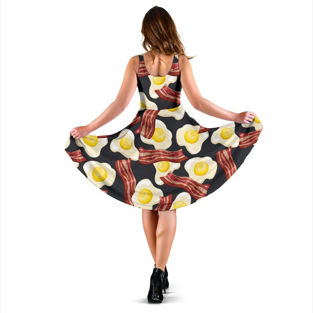 Egg Bacon Pattern Print Dress-grizzshop