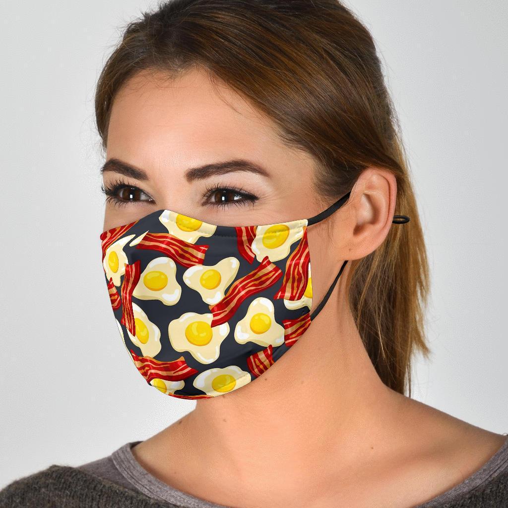 Egg Bacon Pattern Print Face Mask-grizzshop