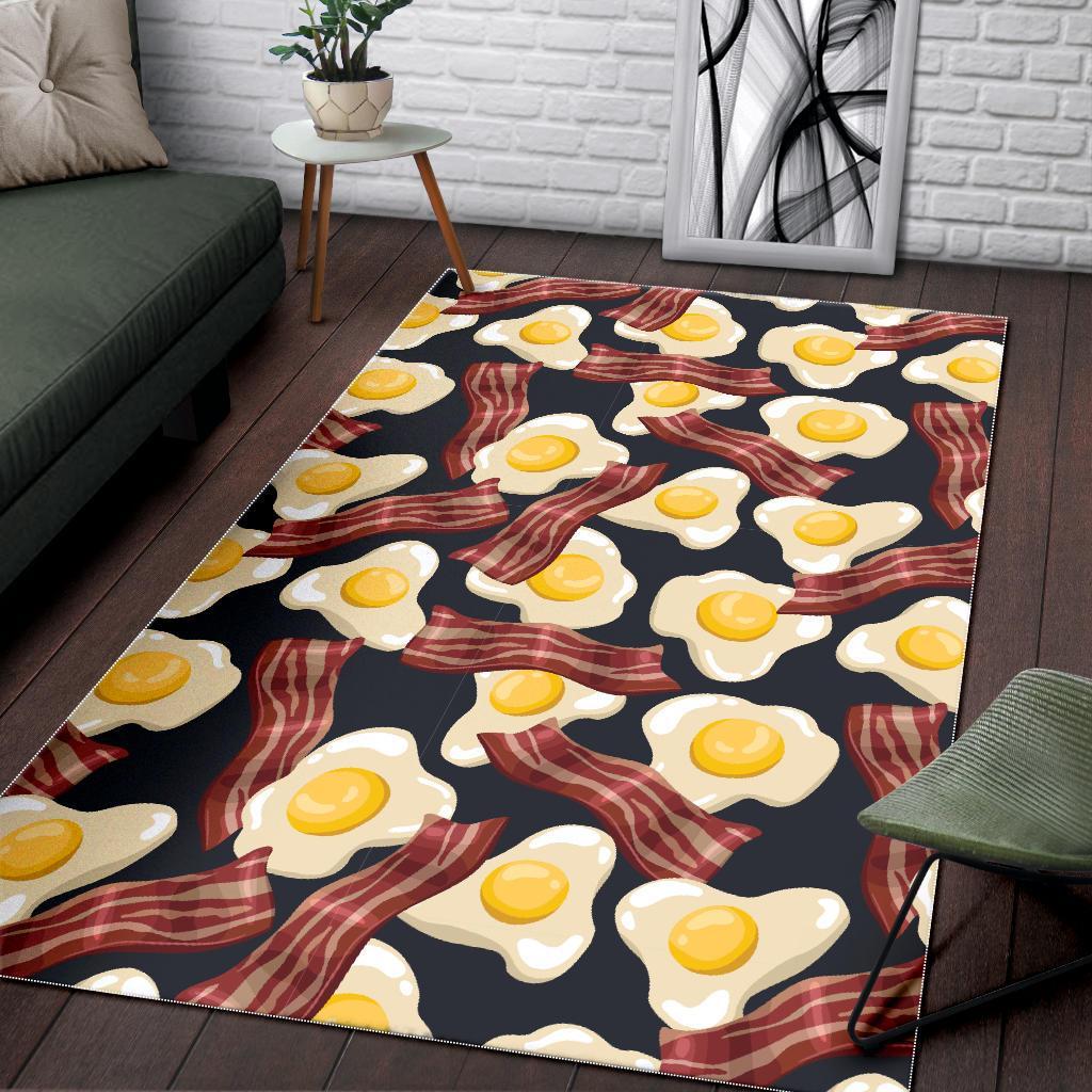 Egg Bacon Pattern Print Floor Mat-grizzshop