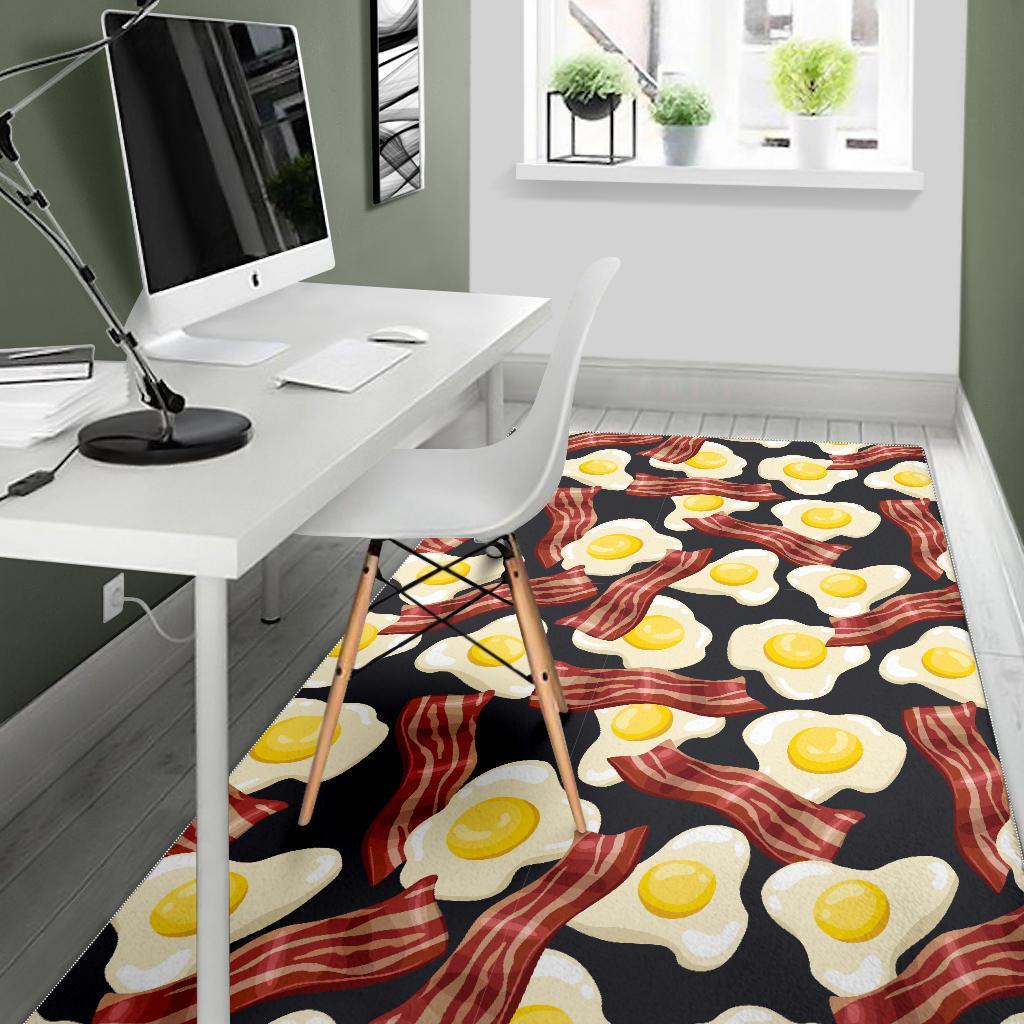 Egg Bacon Pattern Print Floor Mat-grizzshop