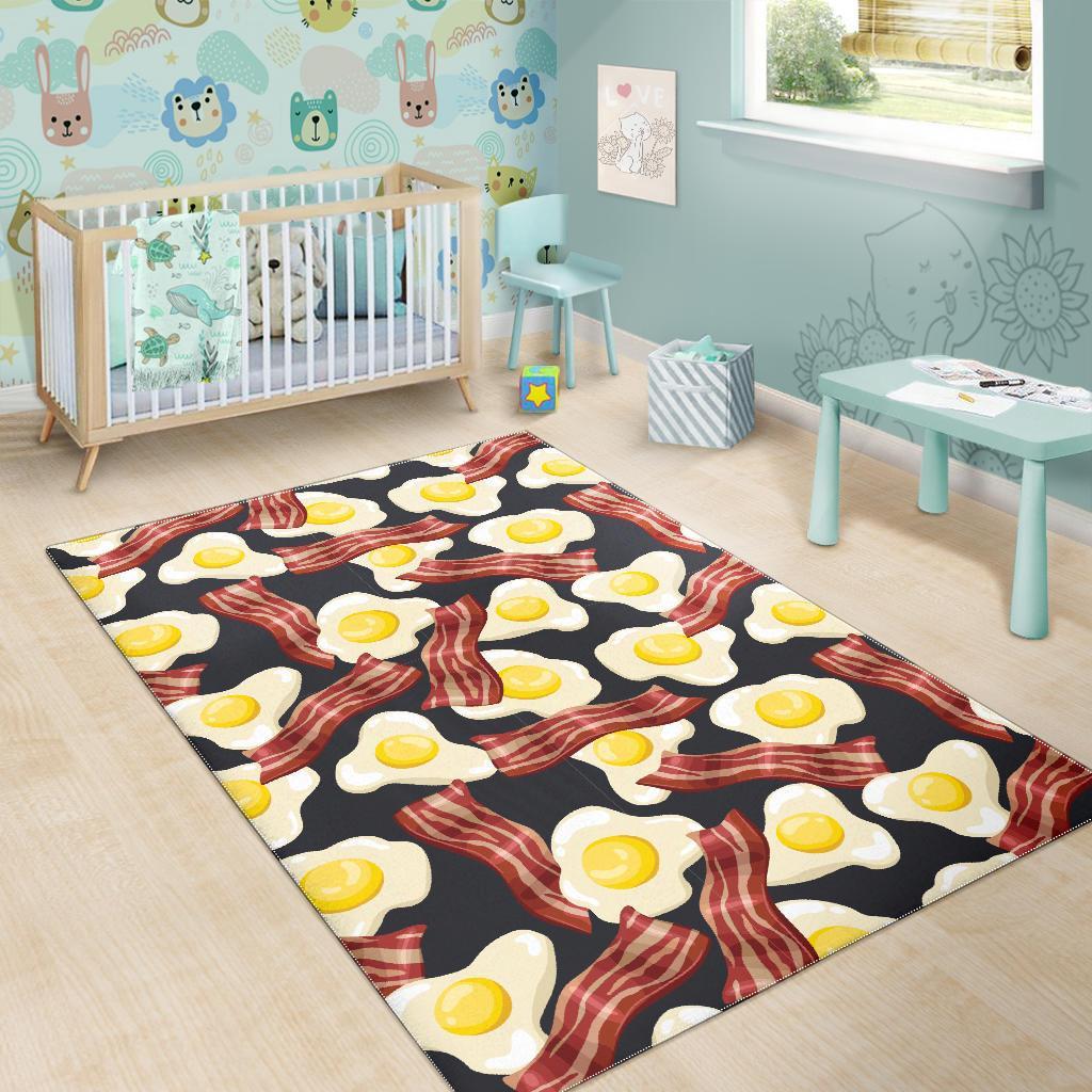 Egg Bacon Pattern Print Floor Mat-grizzshop