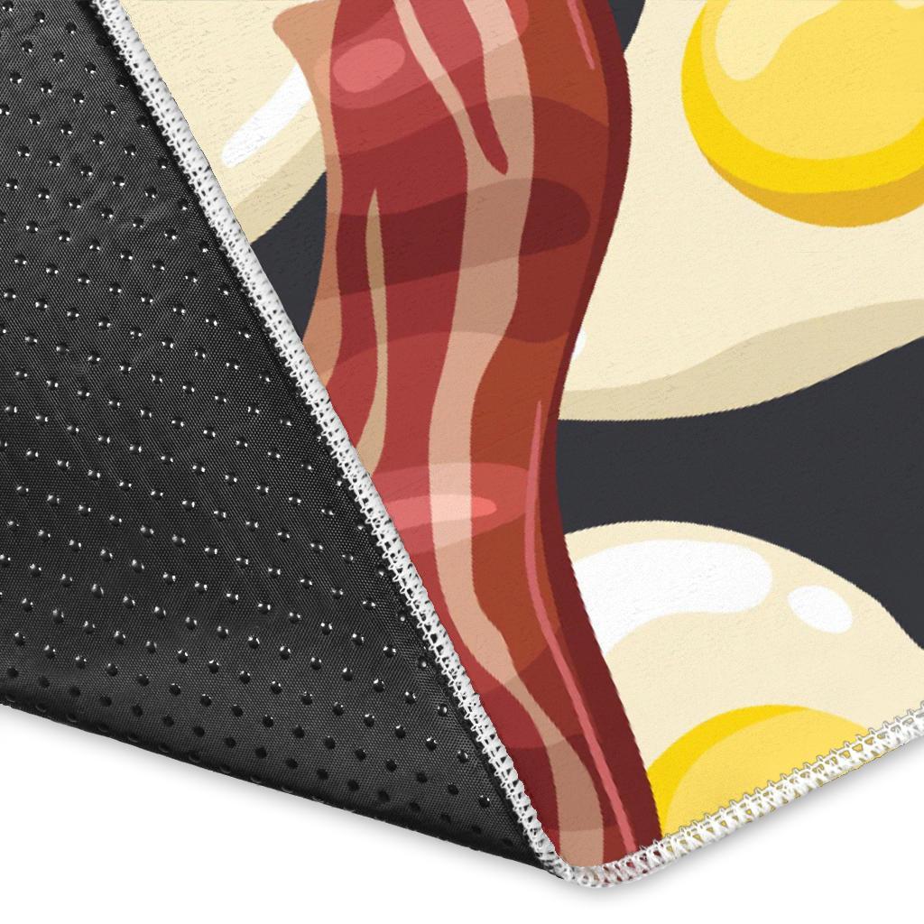 Egg Bacon Pattern Print Floor Mat-grizzshop