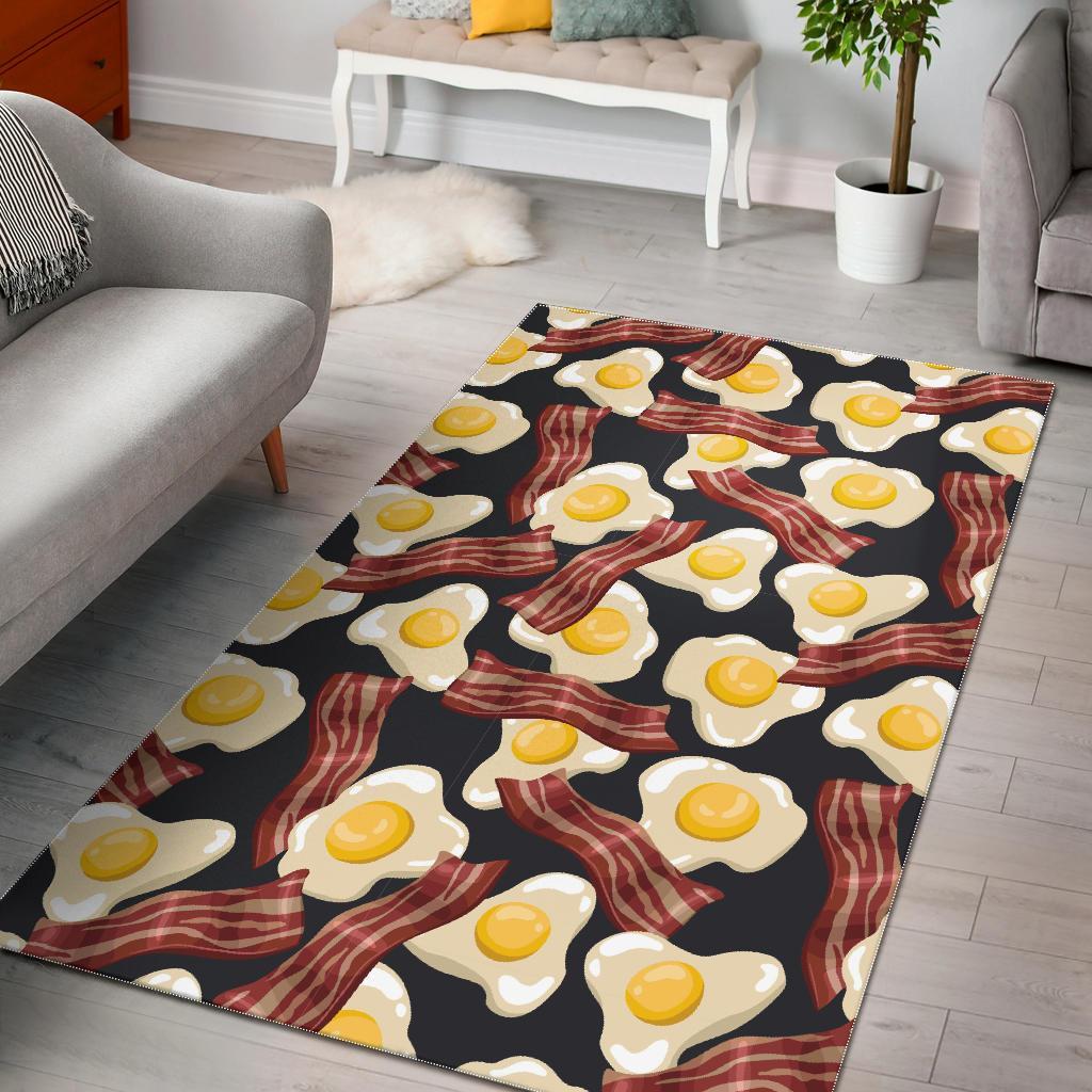 Egg Bacon Pattern Print Floor Mat-grizzshop