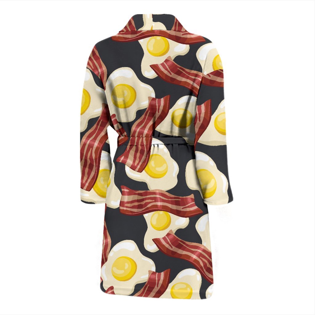 Egg Bacon Pattern Print Men Long Robe-grizzshop