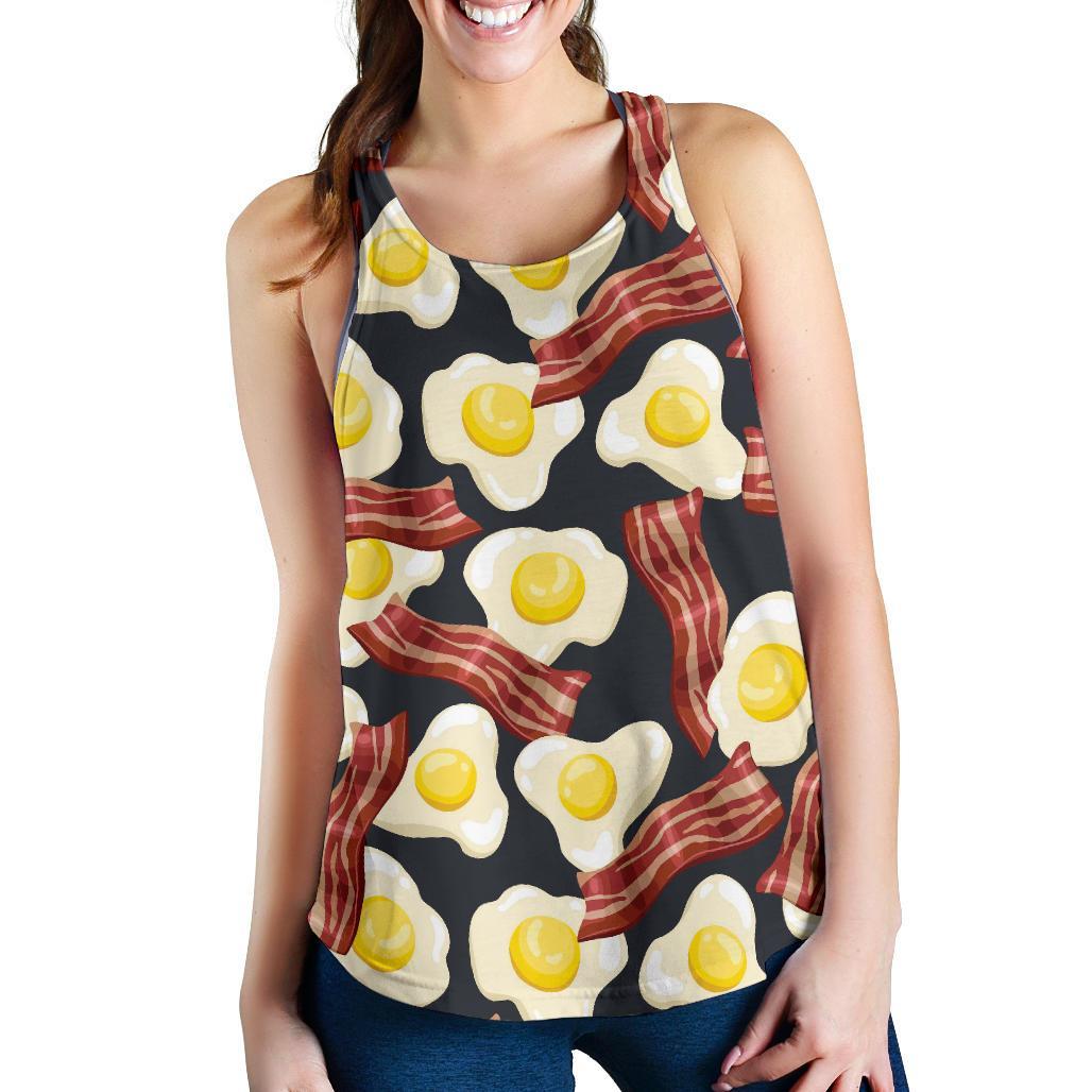 Egg Bacon Pattern Print Racerback Tank Tops-grizzshop